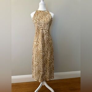 Banana Republic Brown and Cream Zebra Midi Dress